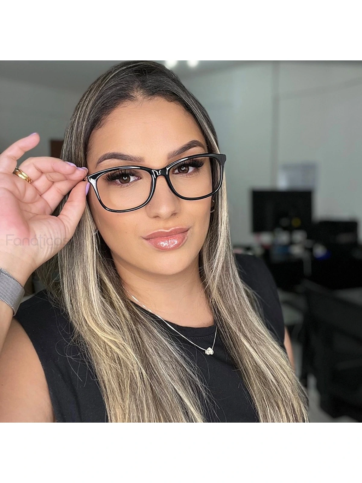 Armação de Óculos Retangular TF2131 Preto com Azul