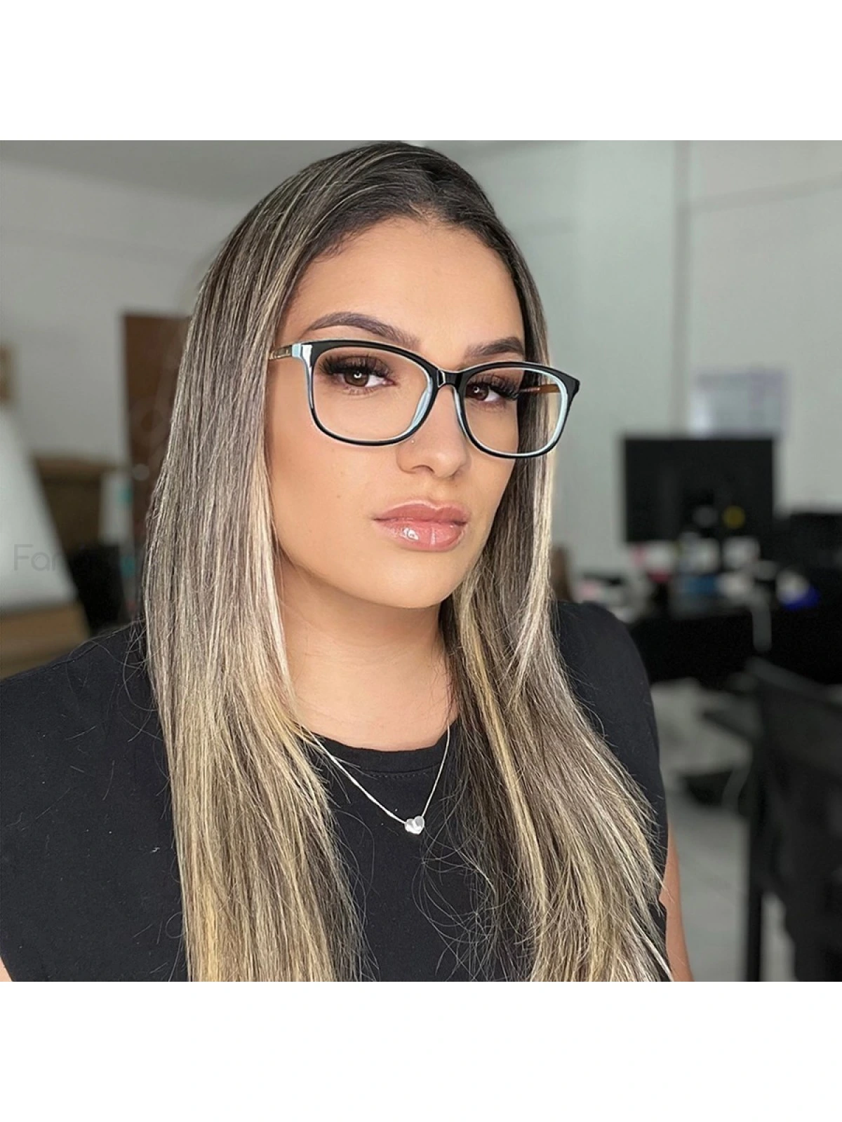 Armação de Óculos Retangular TF2131 Preto com Azul