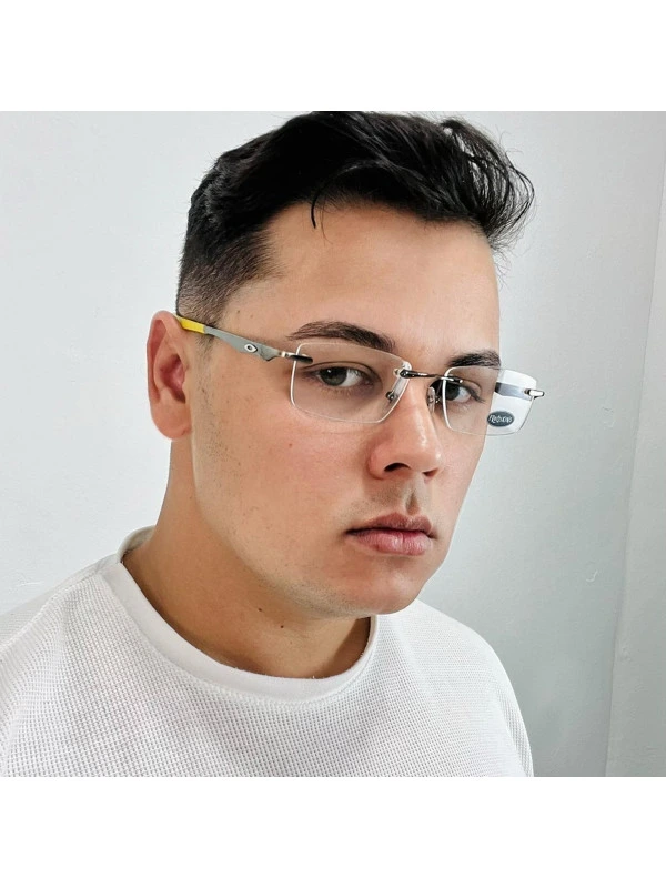 Armação Óculos Retangular Balgriff Wingfold Grafite Amarelo Masculina
