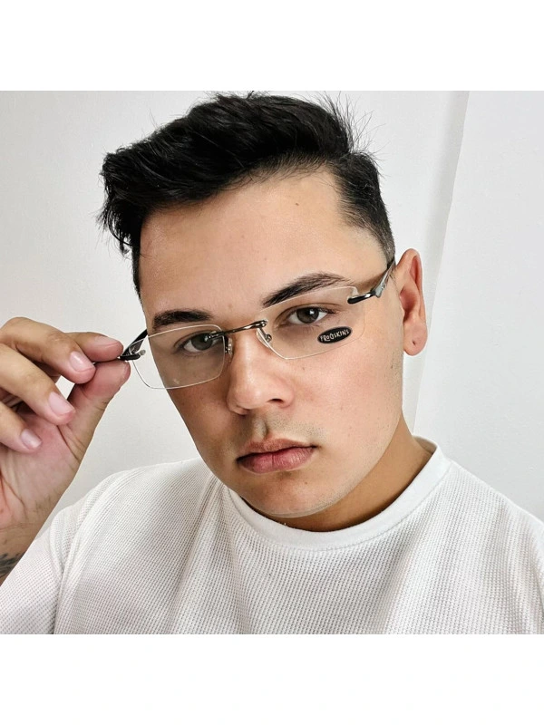 Armação Óculos Retangular Balgriff Wingfold Grafite Marrom Masculina