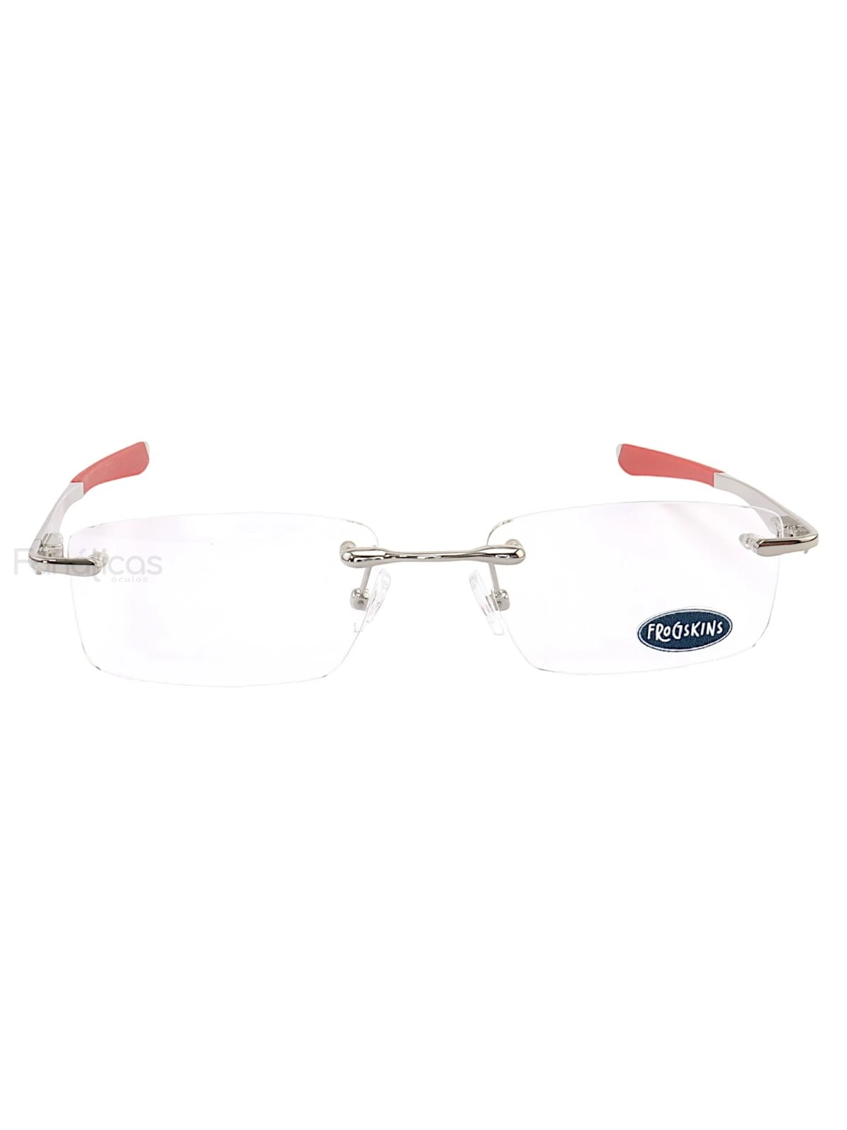 Armação Óculos Retangular Balgriff Wingfold Prata Vermelho Masculina