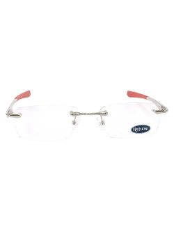 Armação Óculos Retangular Balgriff Wingfold Prata Vermelho Masculina