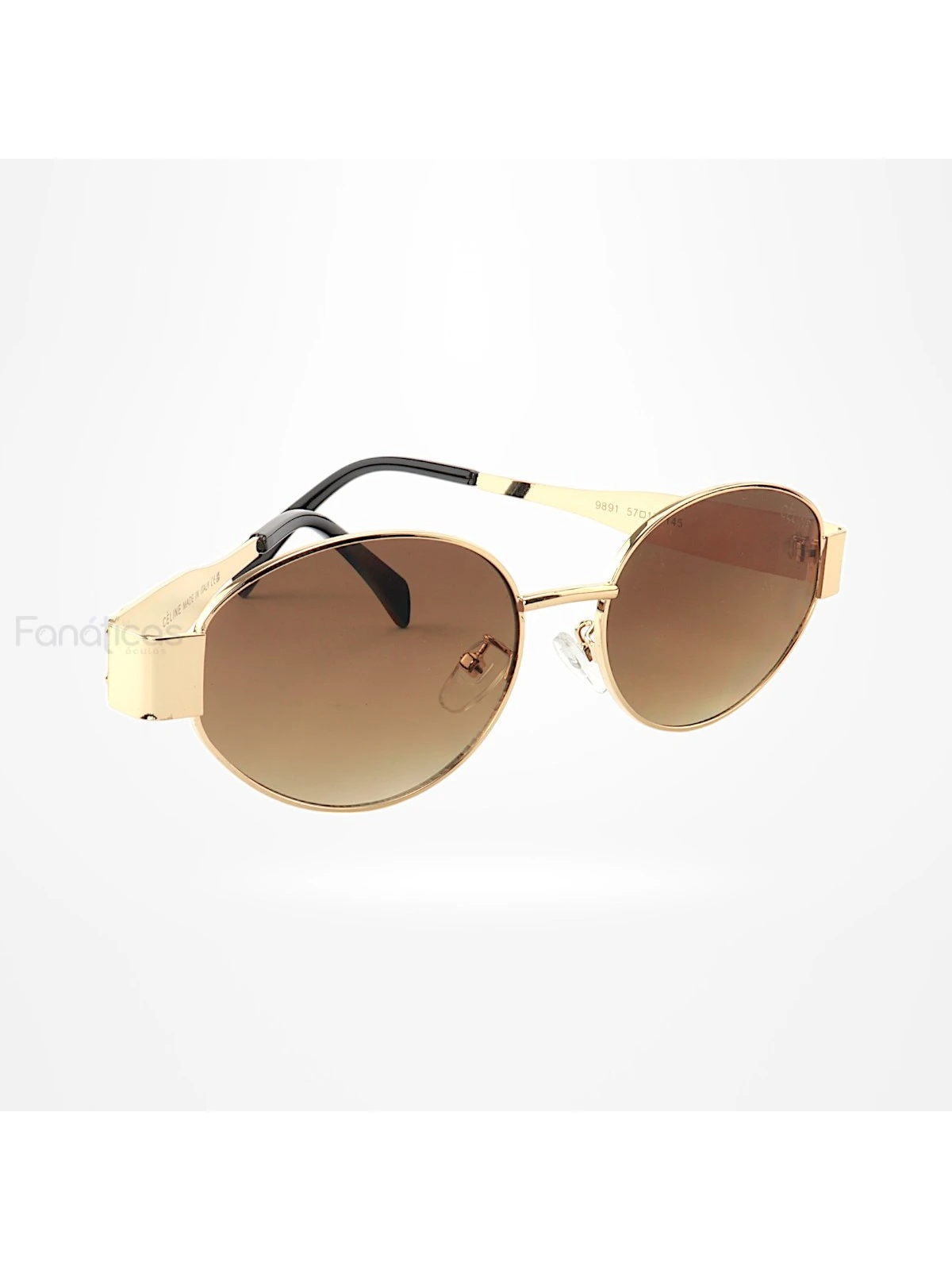 Óculos De Sol  Oval 9891 Dourado e Lente Marrom