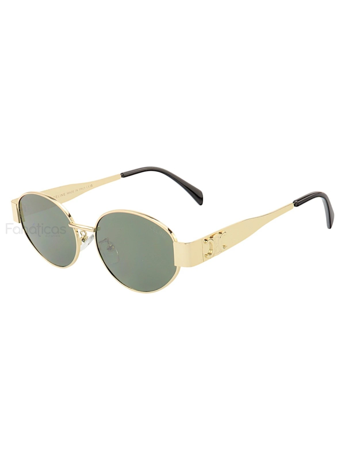 Óculos De Sol  Oval 9891 Dourado e Lente Verde