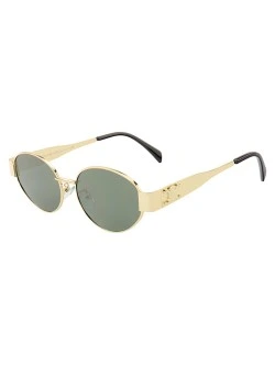 Óculos De Sol  Oval 9891 Dourado e Lente Verde