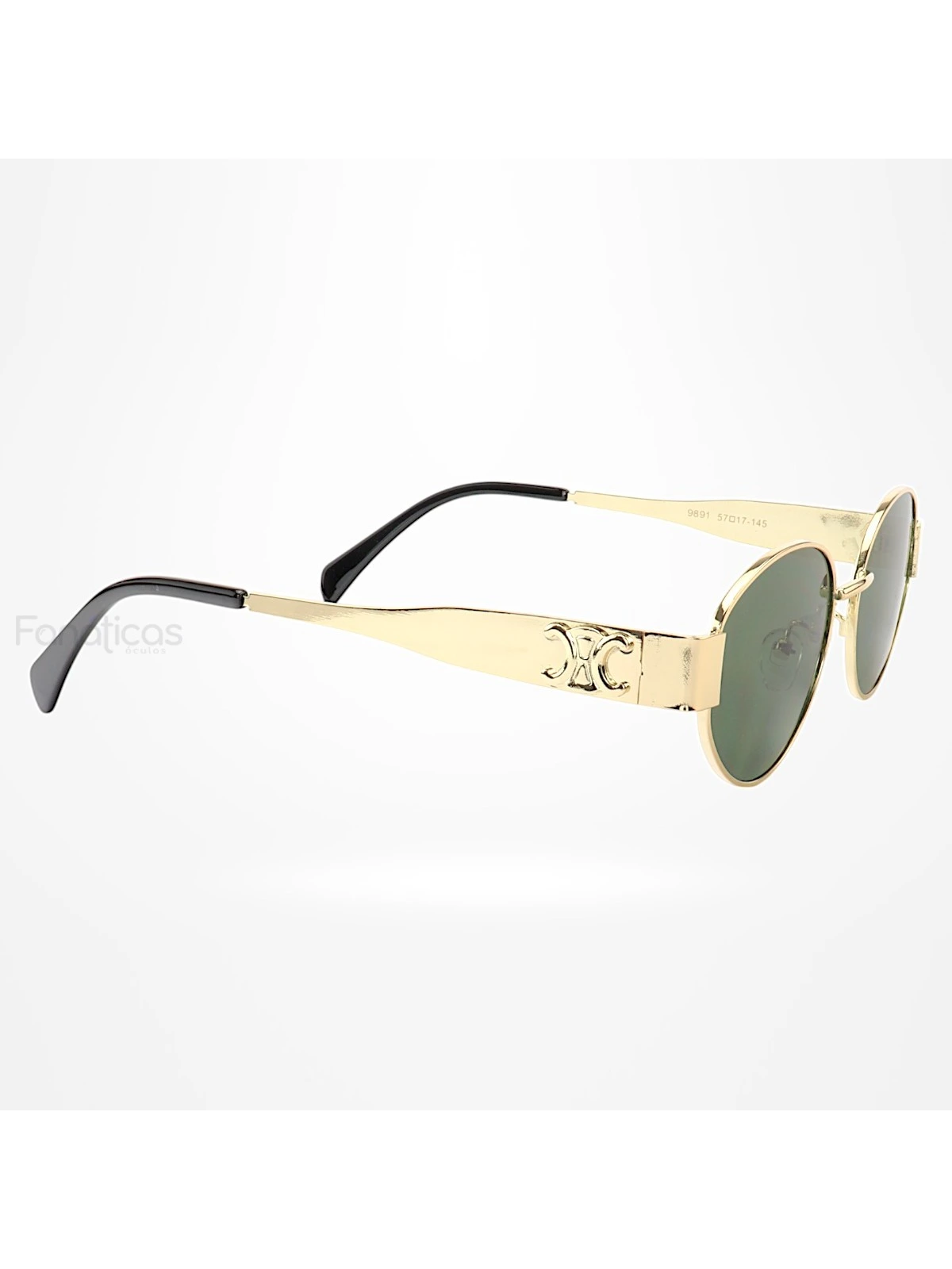 Óculos De Sol  Oval 9891 Dourado e Lente Verde