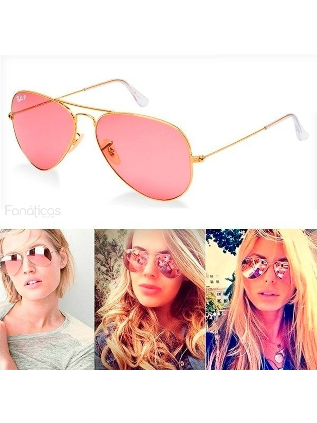 Óculos de Sol Aviador Rose Espelhado