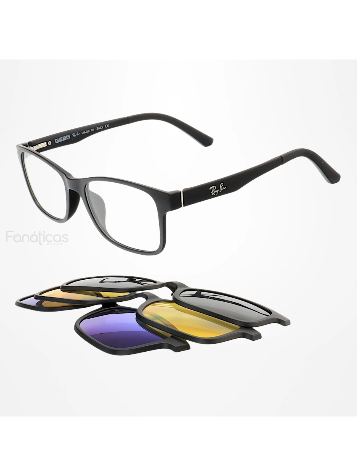Armação de Óculos Clipon FN2075 3 Lentes Preto