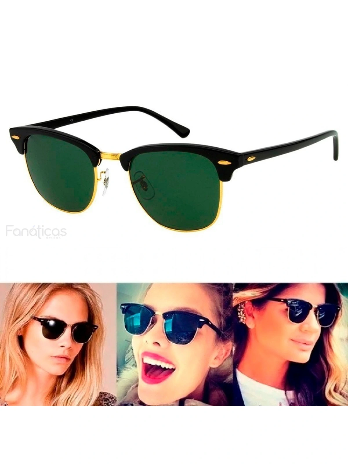 Óculos De Sol Clubmaster Ray-Ban RB3016 Preto
