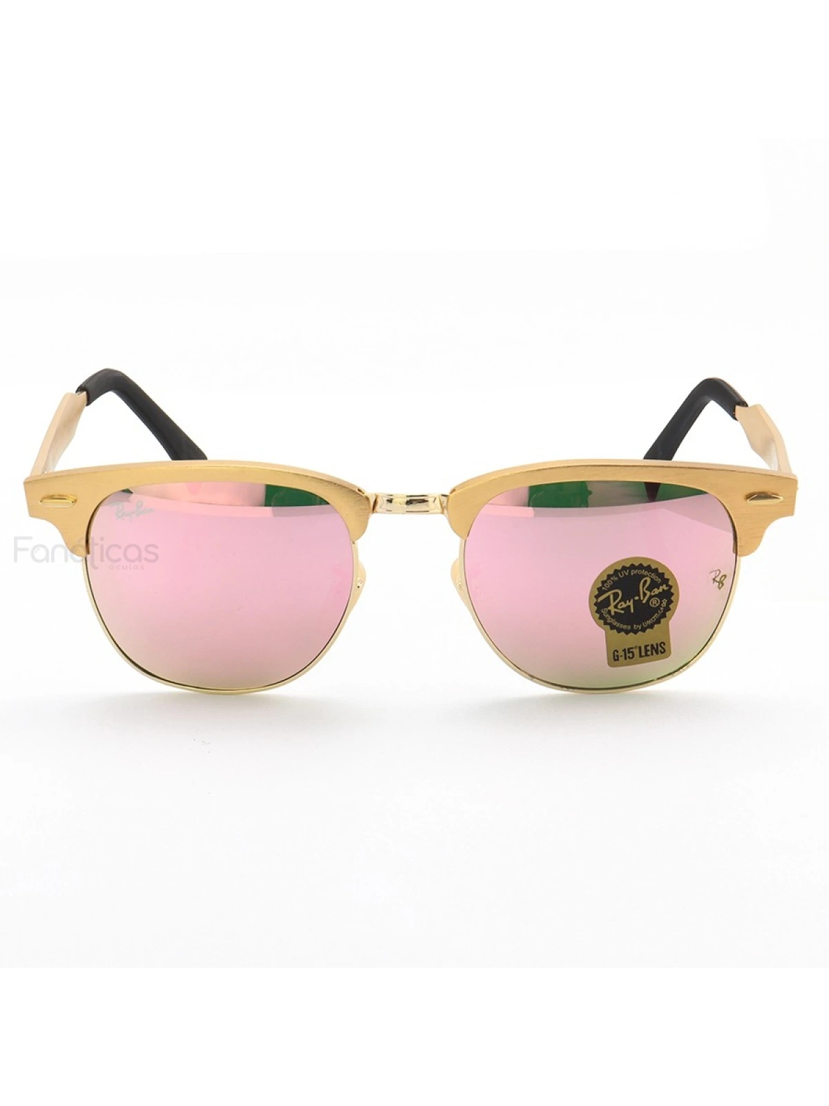 Óculos de Sol Clubmaster RB3507 Alumínio Dourado e Rose
