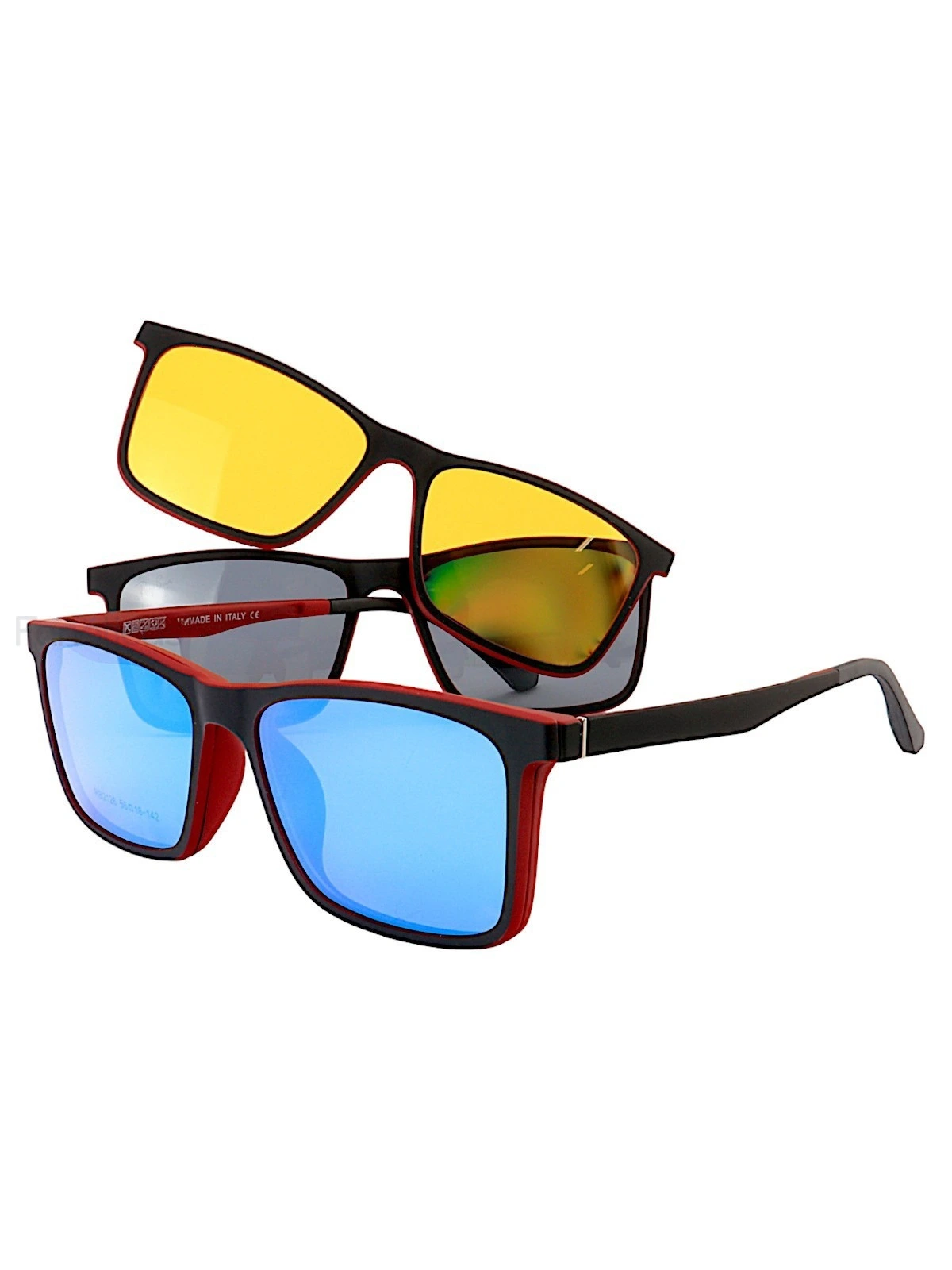 Armação de Óculos Clipon FN2126 3 Lentes Preto e Vermelho