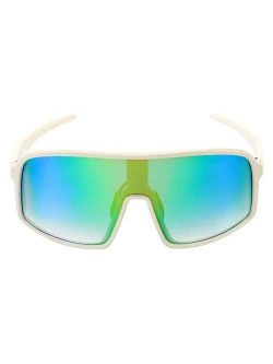 Óculos De Sol Esportivo Cougar Branco e Lente Verde Espelhada