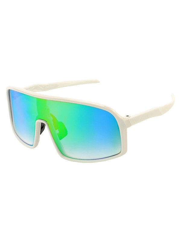 Óculos De Sol Esportivo Cougar Branco e Lente Verde Espelhada