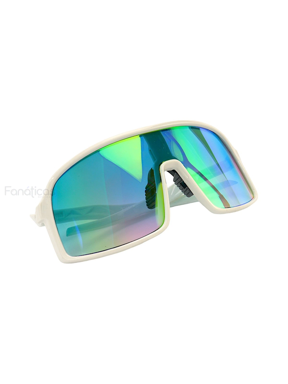 Óculos De Sol Esportivo Cougar Branco e Lente Verde Espelhada