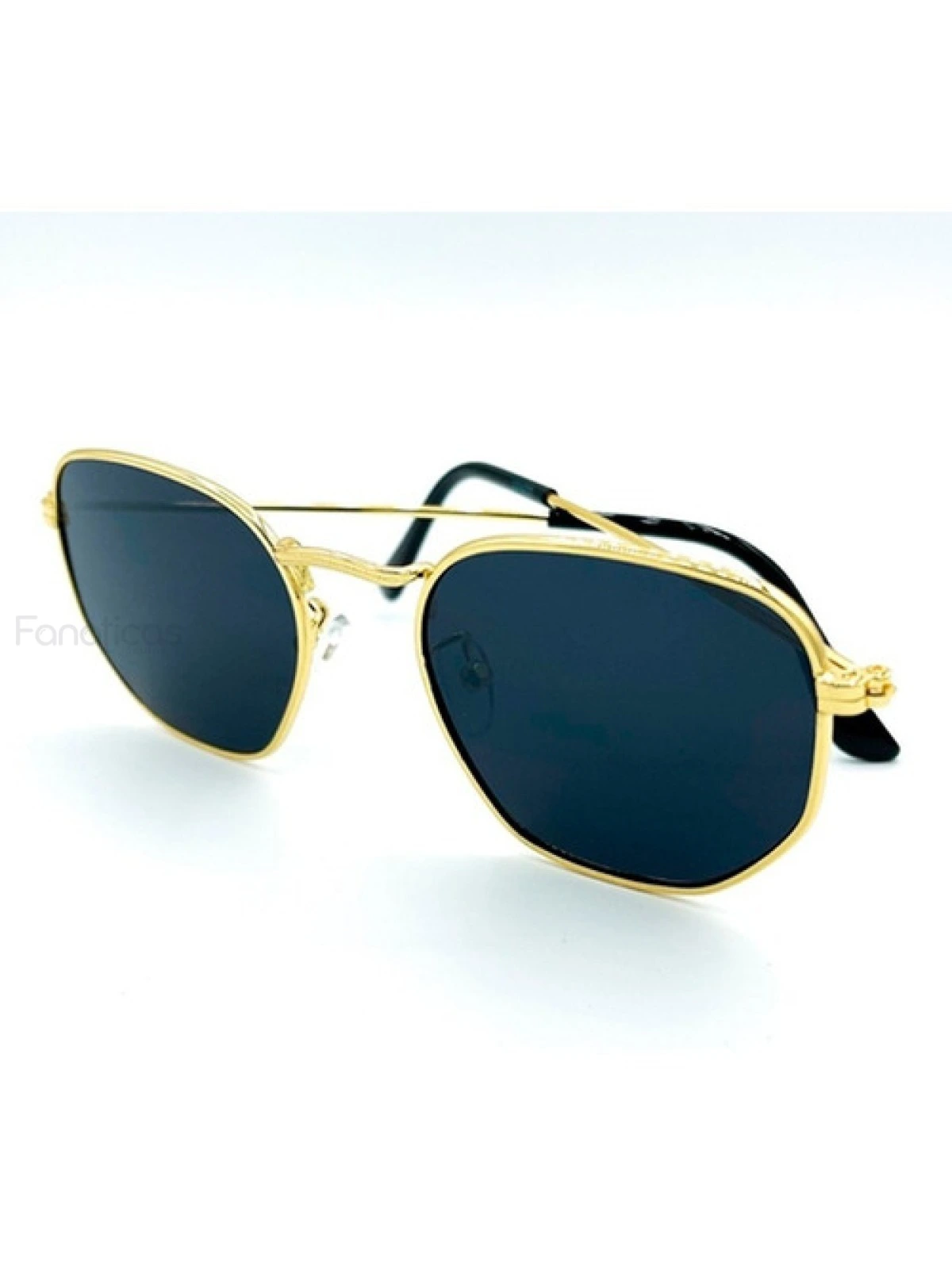 Óculos De Sol Hexagonal Dourado E Preto Brnx Original