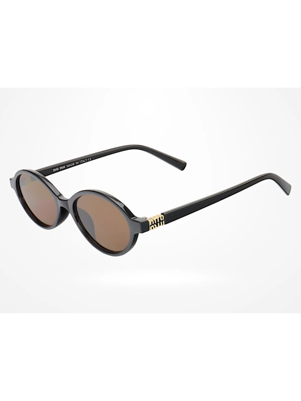 Óculos De Sol Oval MM Preto e Lente Marrom