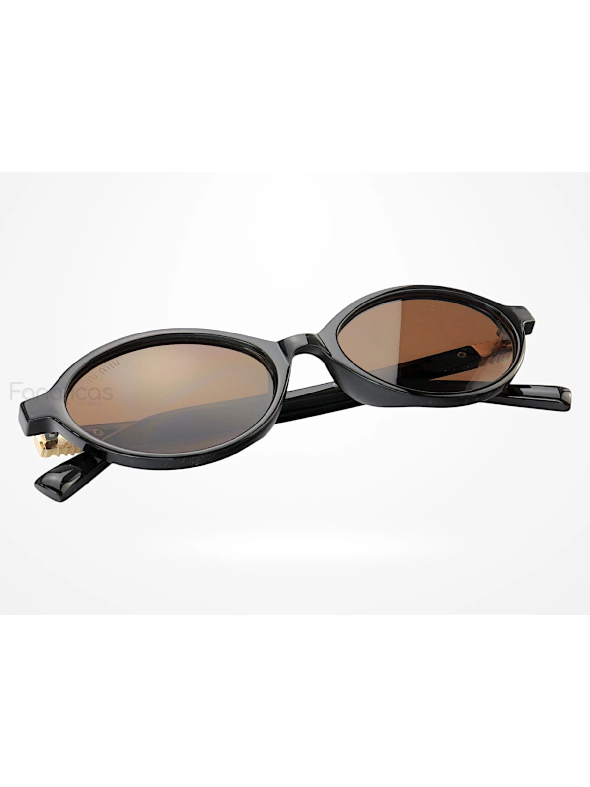 Óculos De Sol Oval MM Preto e Lente Marrom