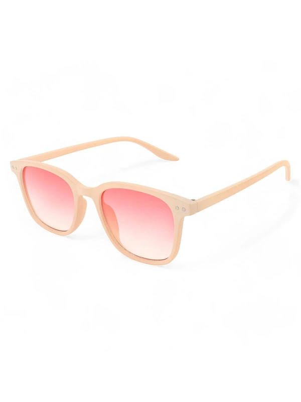 Óculos De Sol Quadrado Catar Bege e Rosa