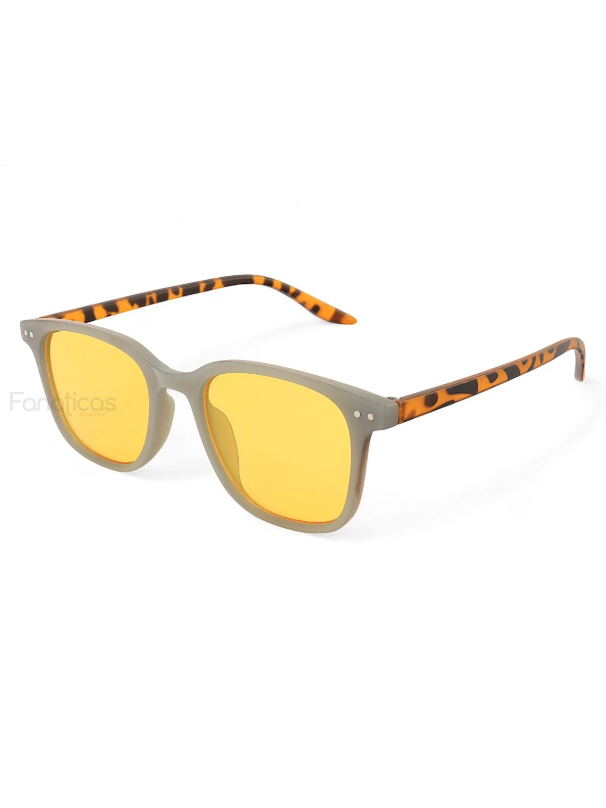 Óculos De Sol Quadrado Catar Cinza e Amarelo