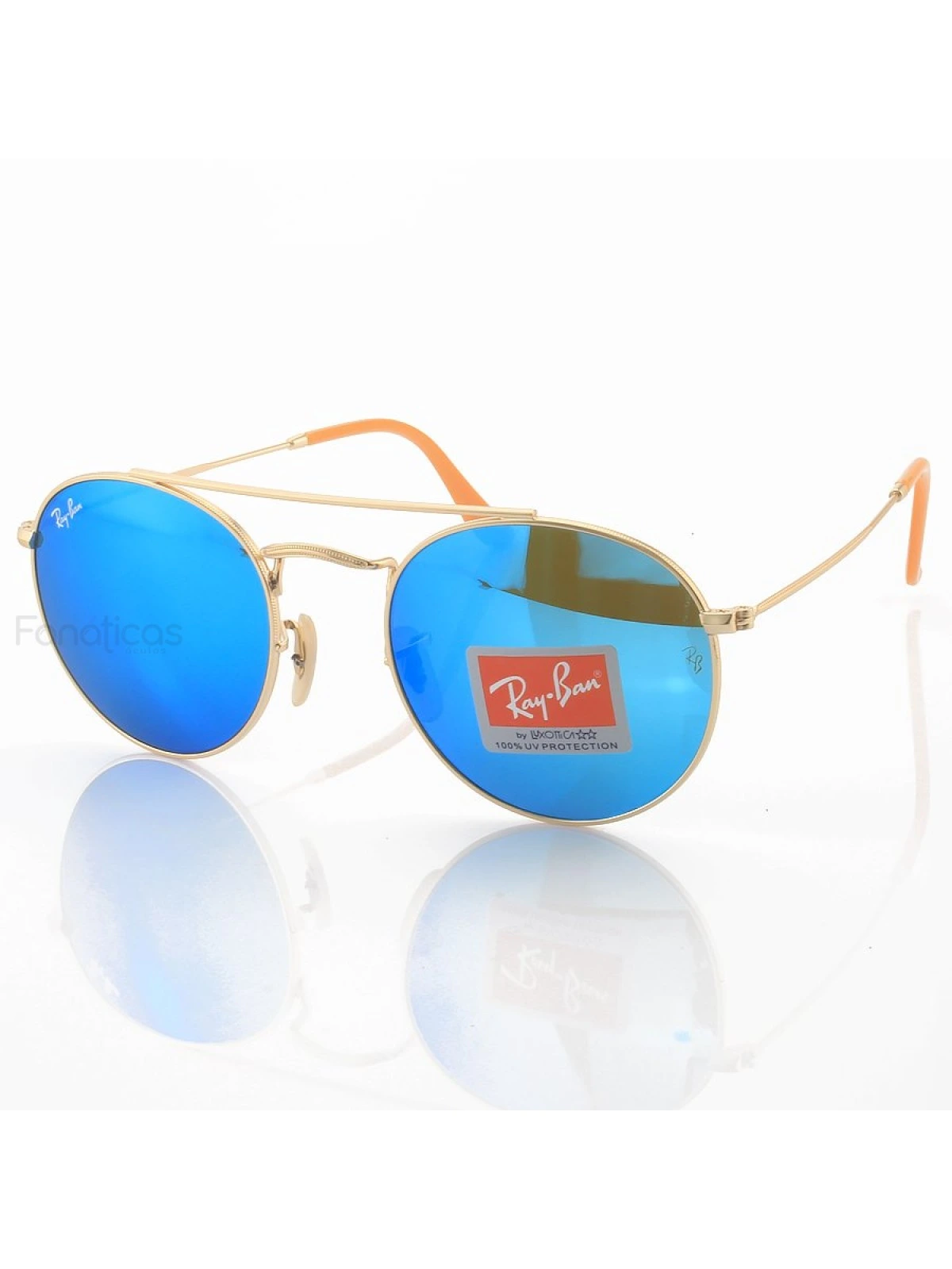 Óculos de Sol RB3646 Redondo Dourado e Lente Azul