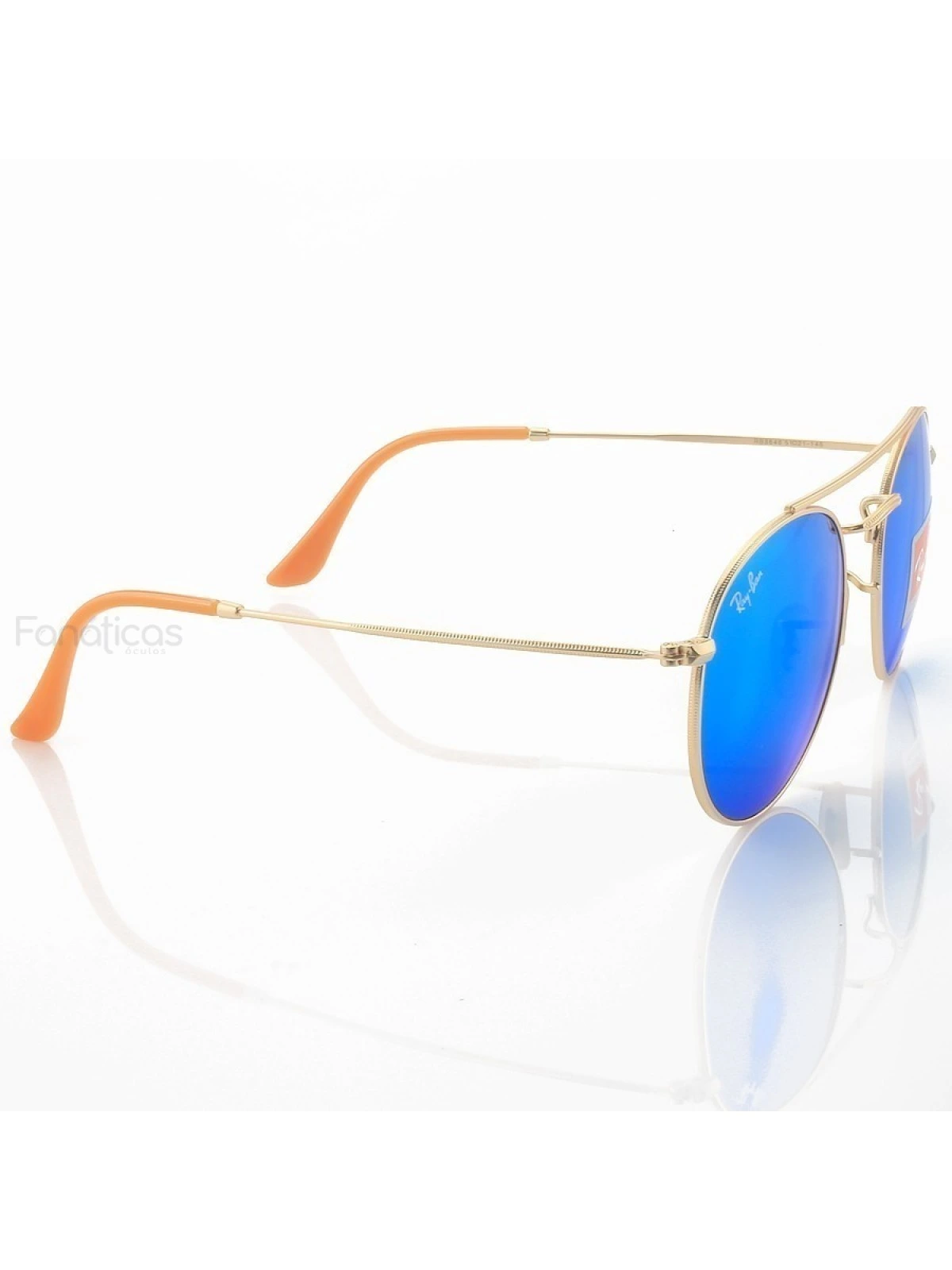 Óculos de Sol RB3646 Redondo Dourado e Lente Azul