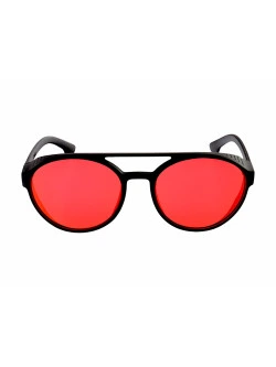 Óculos De Sol Redondo Punk Preto e Vermelho