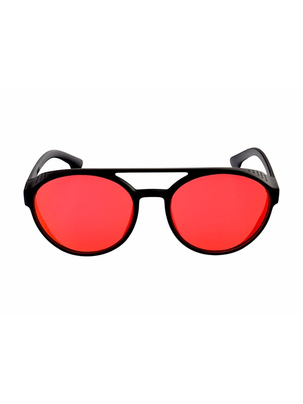 Óculos De Sol Redondo Punk Preto e Vermelho