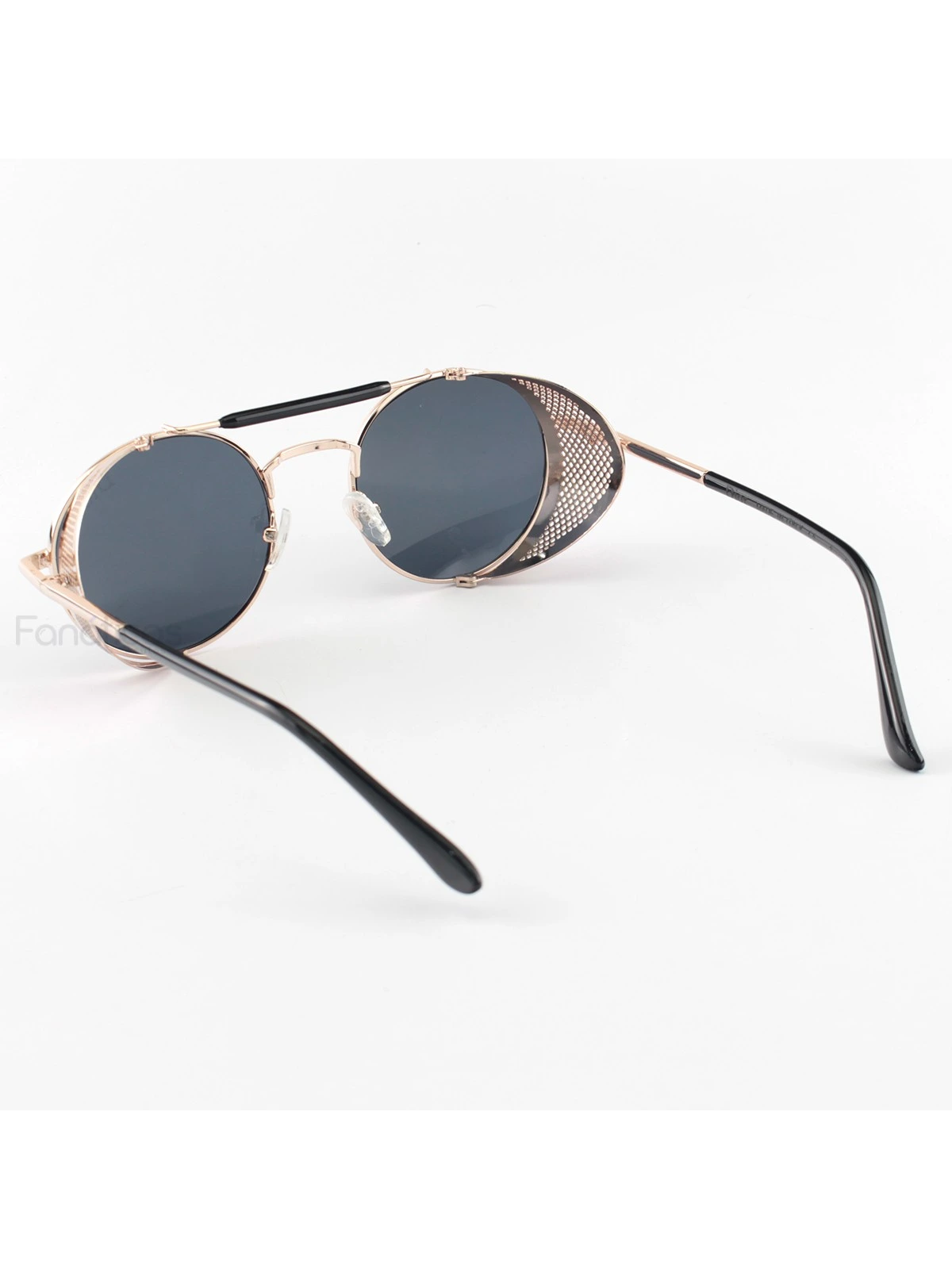 Óculos de Sol Redondo Retrô Vintage 66247 Steampunk Dourado