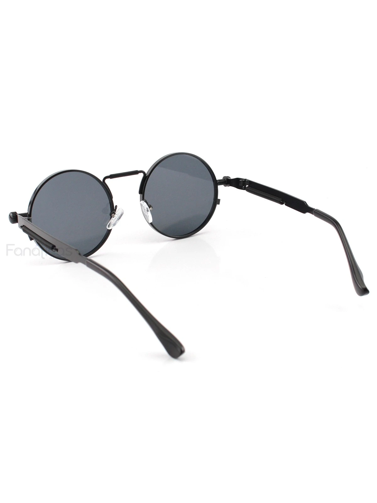 Óculos de Sol Redondo Retrô Vintage Detalhes Em Parafuso e Mola Preto