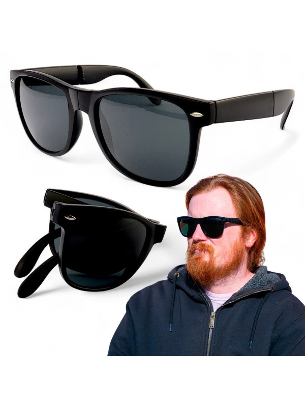 Óculos De Sol Wayfare Folding Dobrável Preto Fosco e Lente Preta