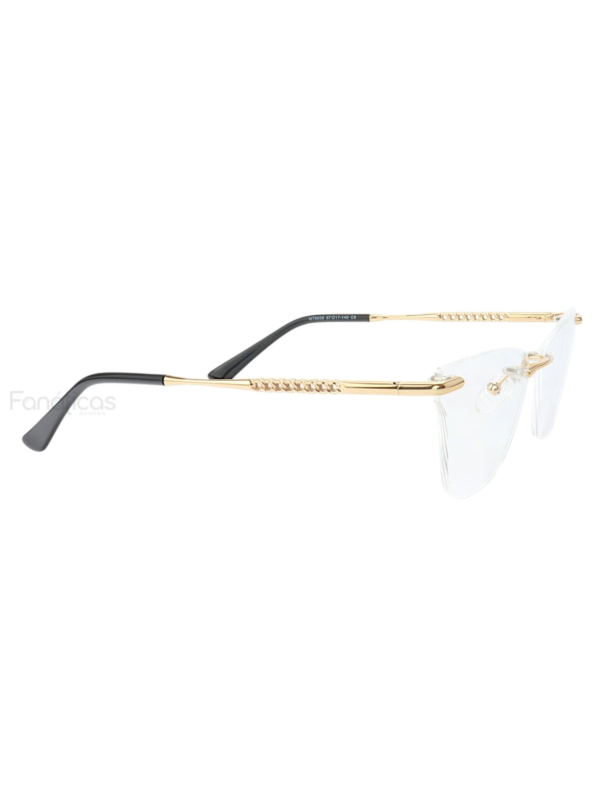 Armação de Óculos Gatinho Balgriff MT8038 Dourado e Preto