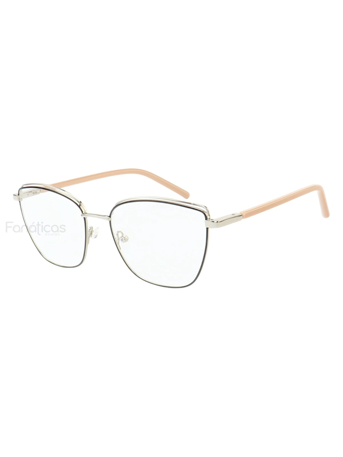 Armação de Óculos Gatinho MT8025 Prata Gold e Creme