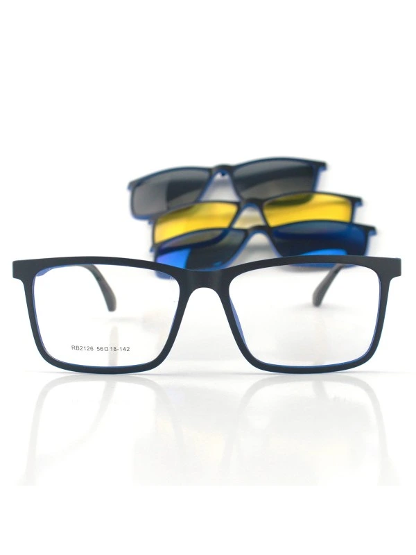 Armacao de Óculos Clipon RB2088 3 Lentes Preta e Azul