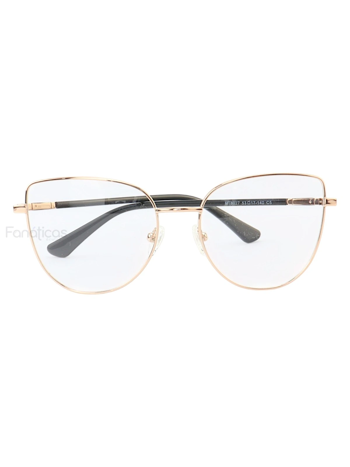 Armação de Óculos Gatinho MT8027 Dourado e Preto