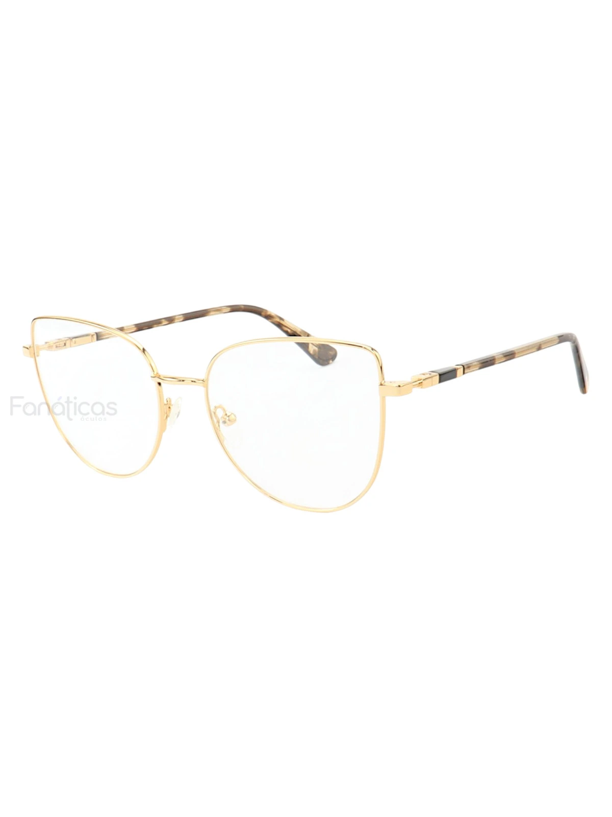 Armação de Óculos Gatinho MT8027 Dourado e Tartaruga Claro