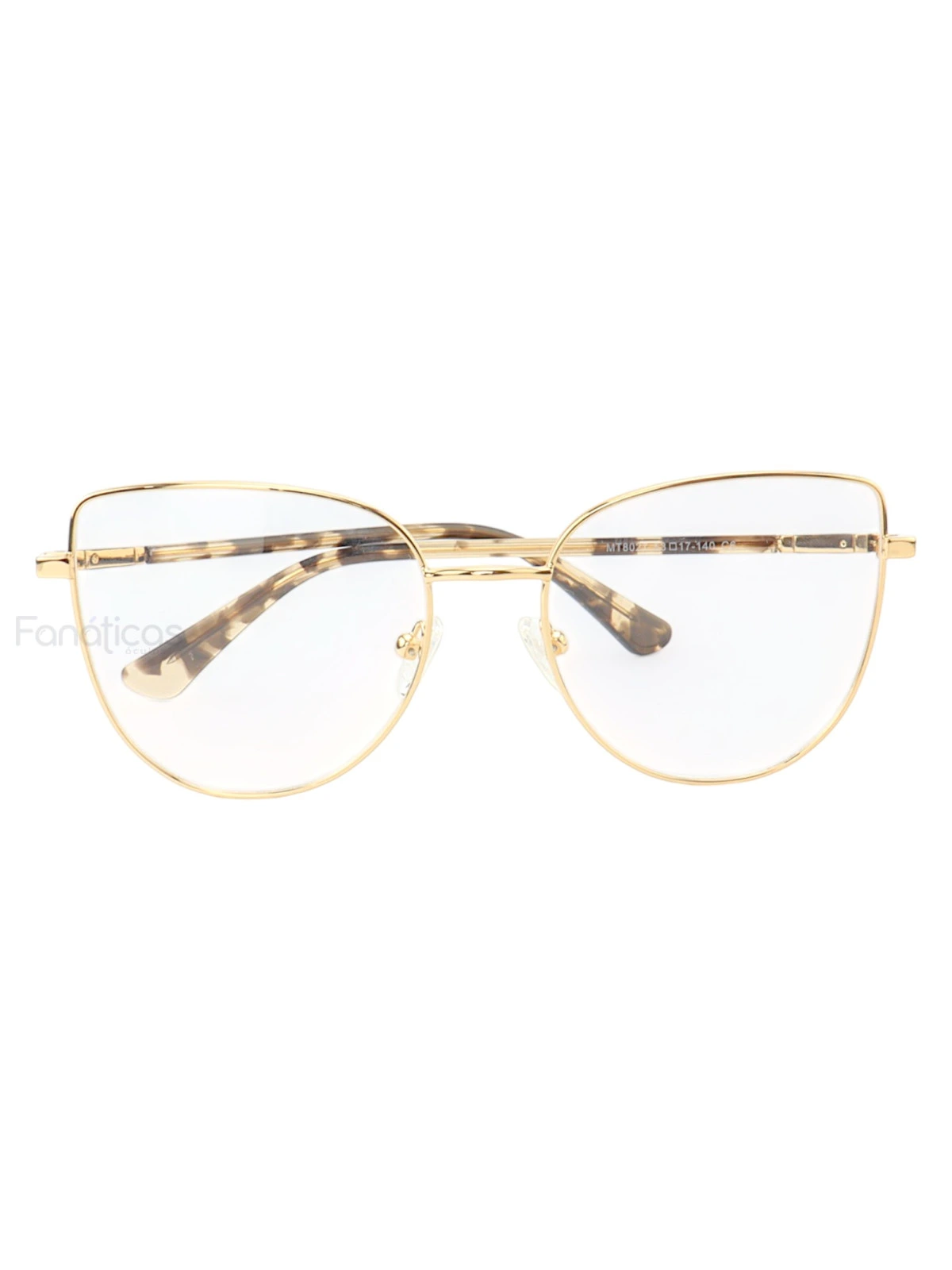 Armação de Óculos Gatinho MT8027 Dourado e Tartaruga Claro