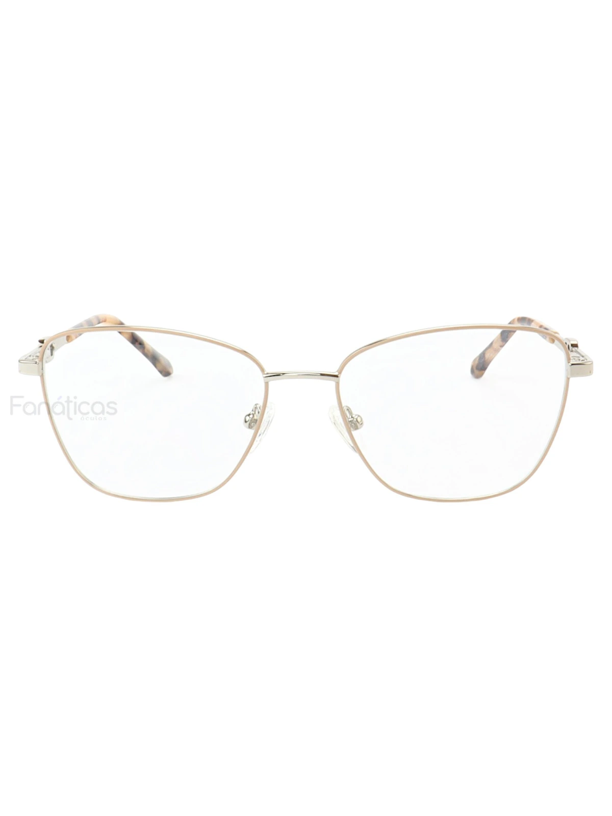 Armação de Óculos Gatinho MT8055 Prata Gold e Nude