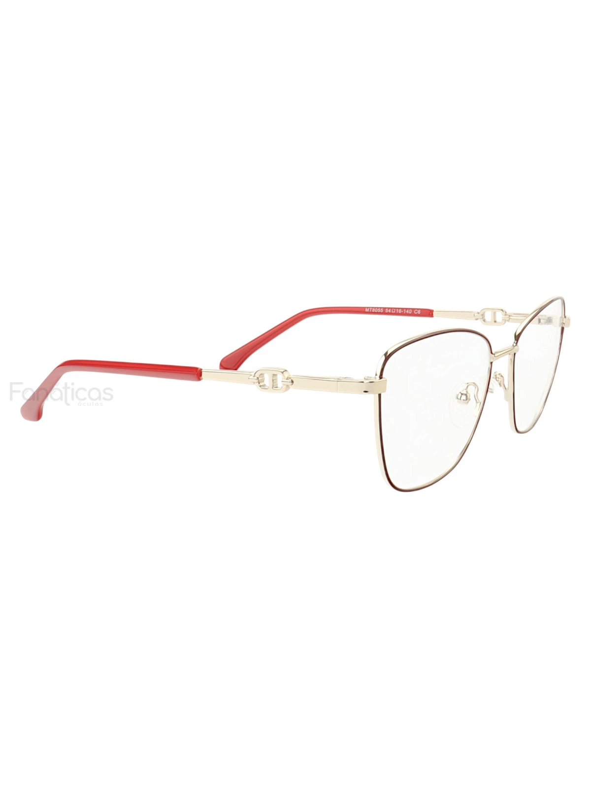 Armação de Óculos Gatinho MT8055 Prata Gold e Vermelho