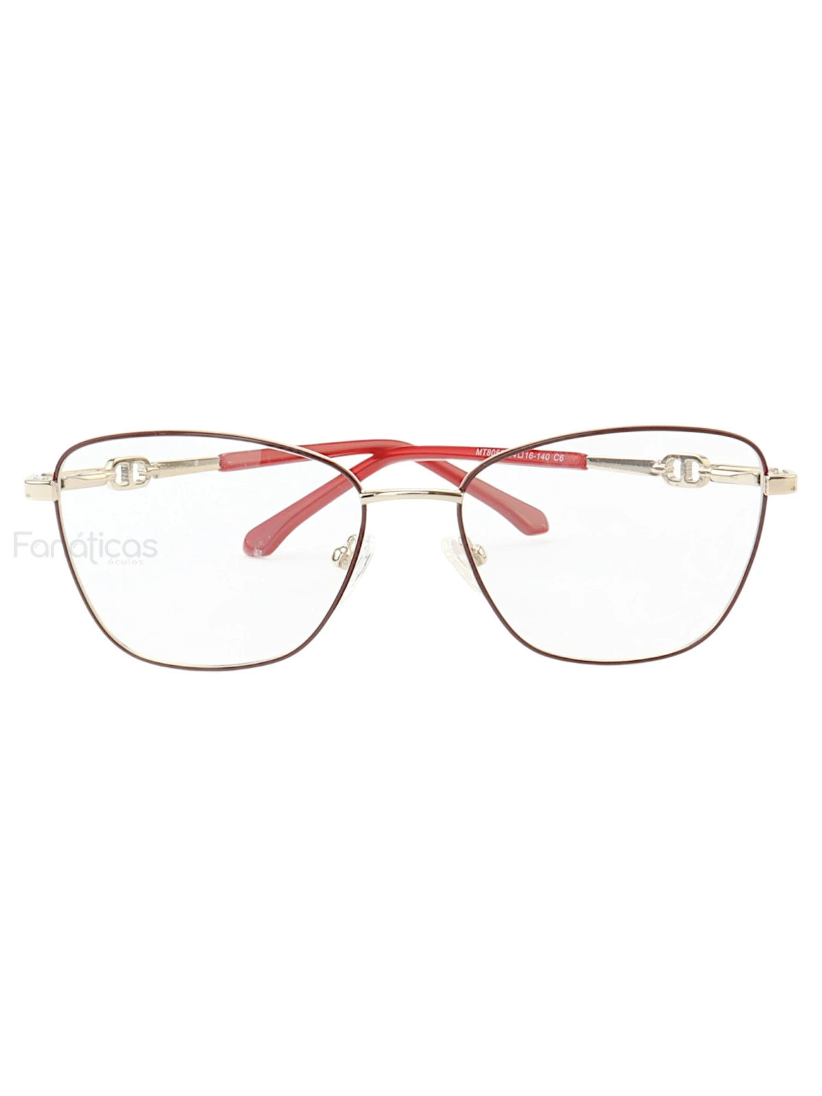 Armação de Óculos Gatinho MT8055 Prata Gold e Vermelho