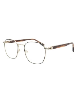 Armação de Óculos Hexagonal MT8061 Dourado e Marrom