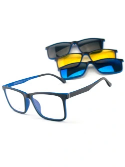 Armacao de Óculos Clipon RB2126 3 Lentes Preta e Azul