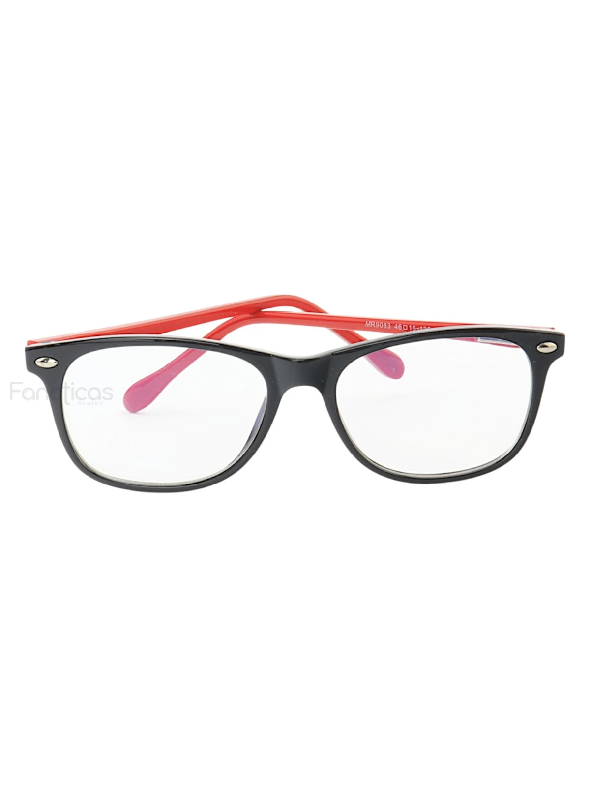 Armação de Óculos Infantil Quadrada MR9083 Preto e Vermelho