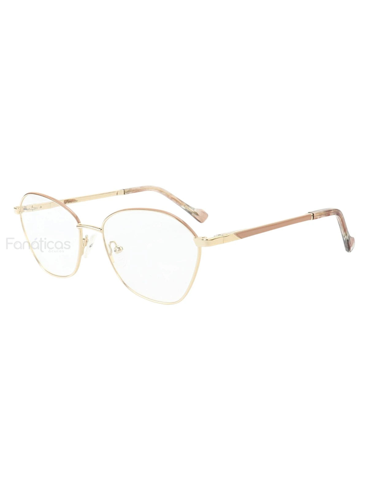 Armação de Óculos Oval MT8021 Dourado e Nude
