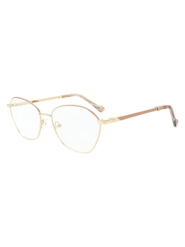 Armação de Óculos Oval MT8021 Dourado e Nude