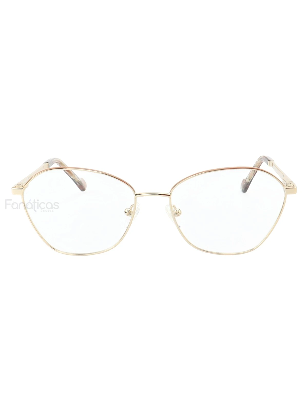 Armação de Óculos Oval MT8021 Dourado e Nude