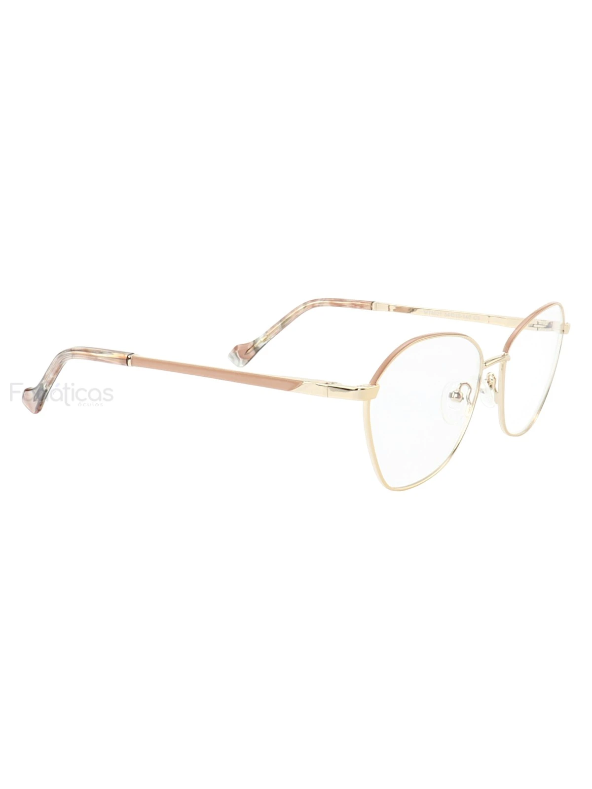 Armação de Óculos Oval MT8021 Dourado e Nude