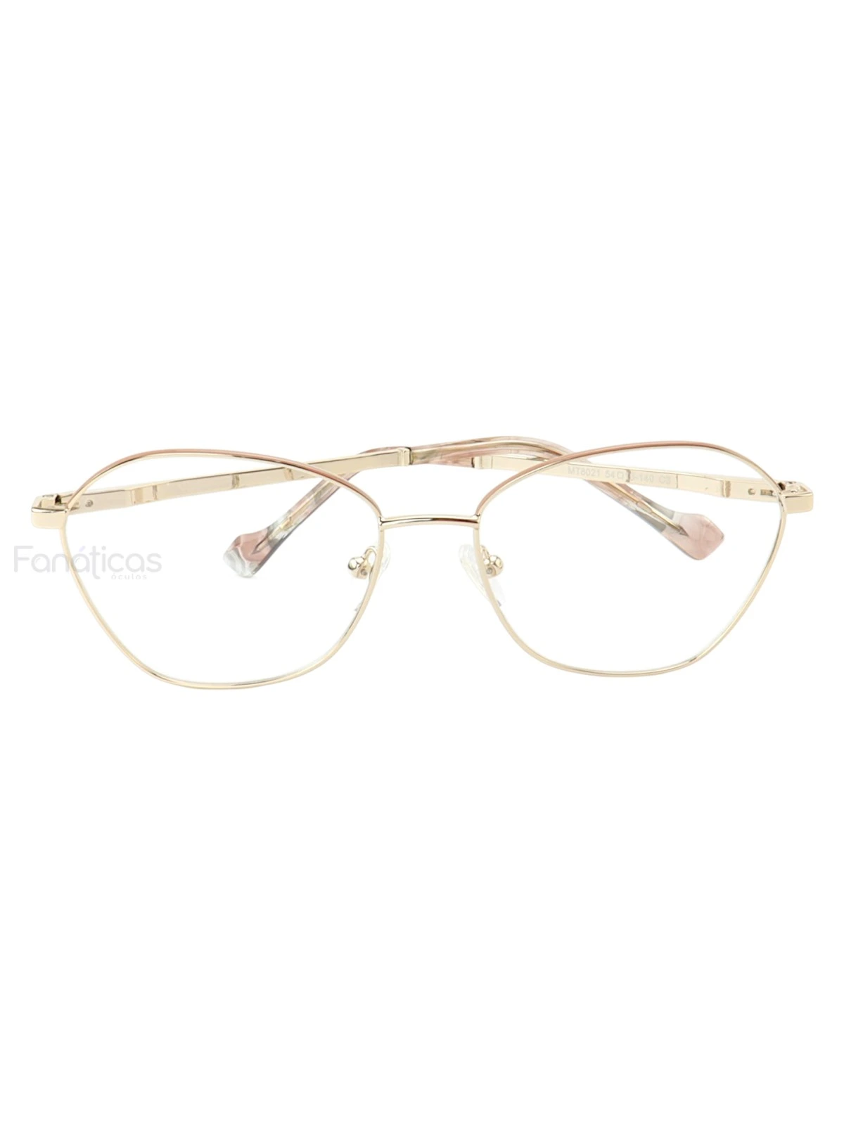 Armação de Óculos Oval MT8021 Dourado e Nude