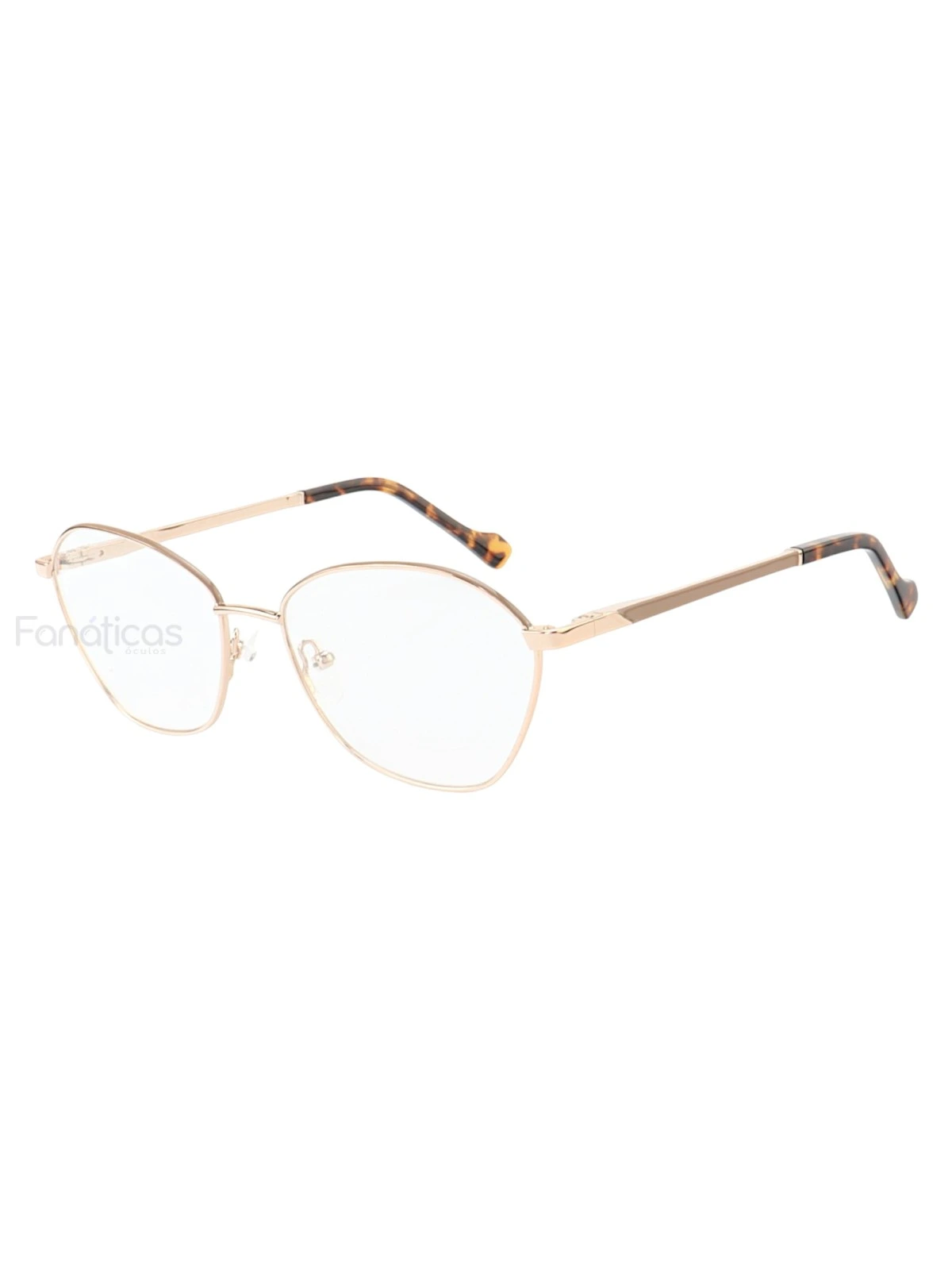 Armação de Óculos Oval MT8021 Dourado e Nude Tartaruga
