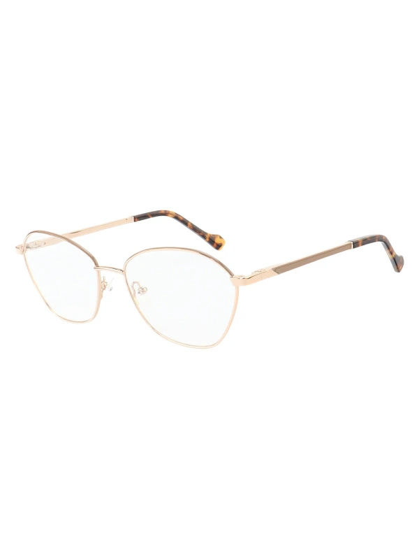 Armação de Óculos Oval MT8021 Dourado e Nude Tartaruga