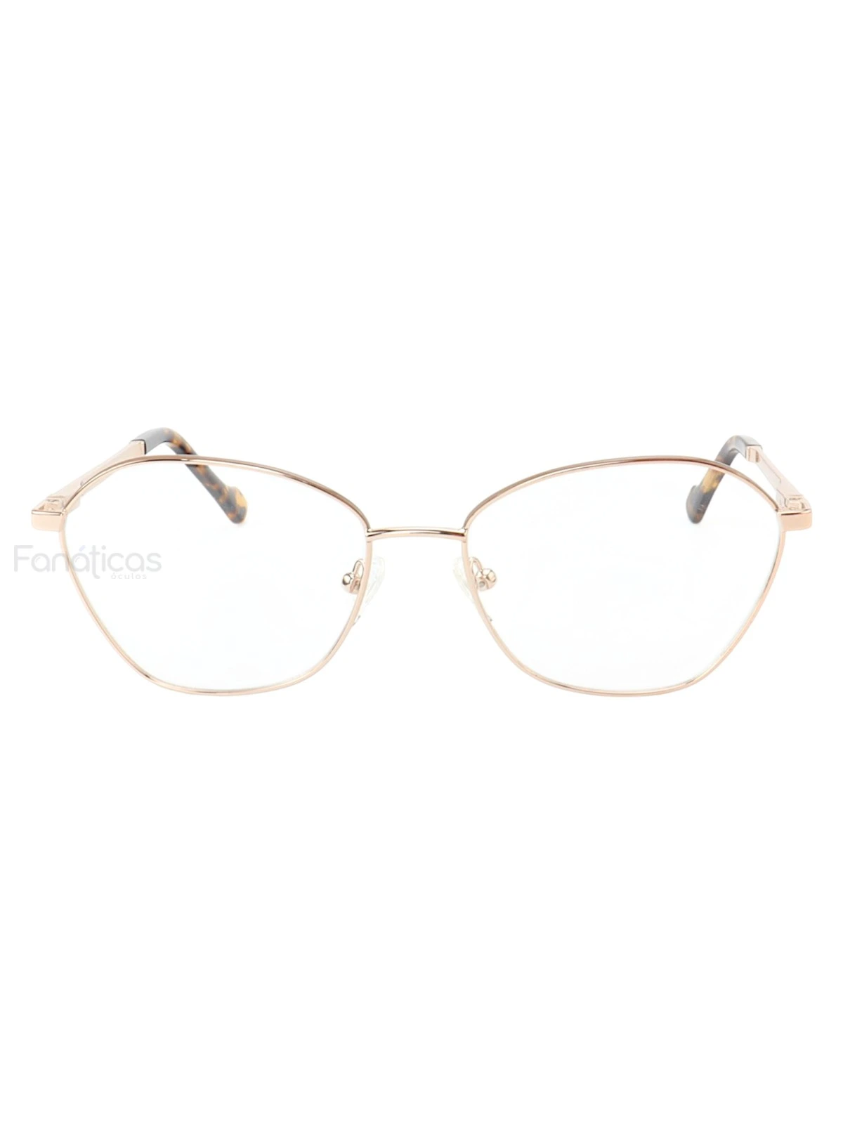 Armação de Óculos Oval MT8021 Dourado e Nude Tartaruga